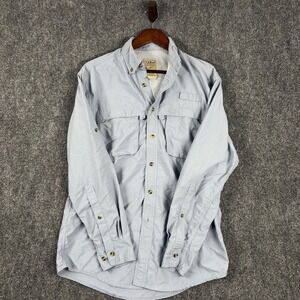 L.L.Bean Mens Fishing Shirt Button Up Long‎ Sleeve Blue Size S